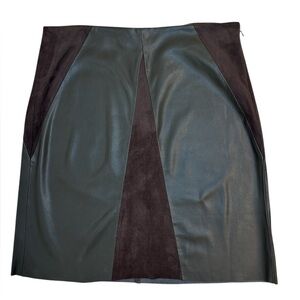 Catherine Malandrino Faux Leather and Suede brown skirt size 14